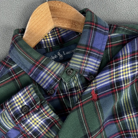 Ralph Lauren Other - Ralph Lauren Shirt Medium Green Purple Blue Tartan Classic Flannel Pony Logo